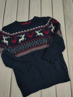 H&M Sweterek świąteczny dla chłopca bawełna r. 110/116