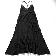 Zara Długa Luźna Asymetryczna Czarna Sukienka S