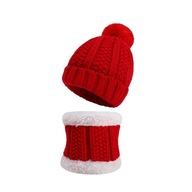 New Winter Beanies Cap Set Boys Girls Thick Knitted Hat Scarf Plush Kids He