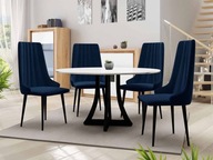 Okrúhly jedálenský stôl 120 cm so 4 stoličkami TULZA 1 - lesklý čiernobiely