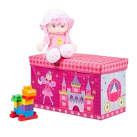 Pojemnik na zabawki pufa dla dzieci księżniczka różowy
