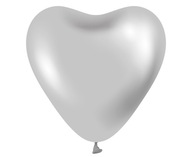 Balon na Walentynki Serce Platynowe Ślubne Srebrne 30 cm 6 szt.
