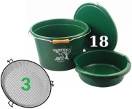 WIADRO ZANĘTOWE Z MIARKĄ PERFEKT 18L + MISKA 5L + POKRYWA + SITO 3