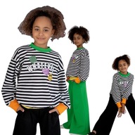 BLUZA W PASKI | KOLOROWE NADRUKI - WHATEVER KIZ By Kids| 140