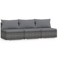 Sofa ogrodowa rattanowa szara 3-osobowa 210x70x60,5 cm