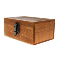 Drewniane pudełko na biżuterię VINTAGE z metalowym zamkiem i skrzynką na