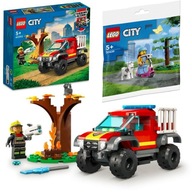 LEGO City Wóz strażacki 4x4 60393 + Wybieg dla psów i hulajnoga 30639