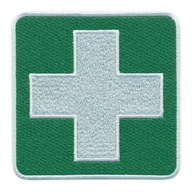 Nášivka Biely kríž na zelenom podklade - 10 cm HAFT