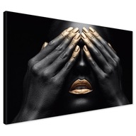 Obraz na płótnie twarz kobiety złote usta Nowoczesny na ścianę 120x80