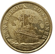 DANIA 20 KRONER 2008 ŻAGLOWIEC STATEK DANNEBORG