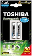 ŁADOWARKA DO AKUMULATOREK AA/AAA TOSHIBA USB +2x AKUMULATORKI AA 2000mAH