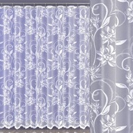 Elegantná žakárová záclona biela s kvetmi zdobená 150cm na metre Tekla