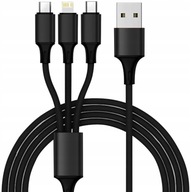 Kabel 3w1 uniwersalny Micro-USB Typ-C Lightning