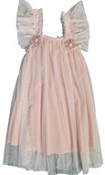 Sukienka tiul elegancka na komunię wesele kolor brzoskwiniowy 128-134