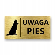 TABUĽKA POZOR PES 20x10 cm samolepiaca Zlatá