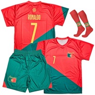 KOMPLET PIŁKARSKI RONALDO PORTUGALIA + GETRY 128 cm STRÓJ SPORTOWY