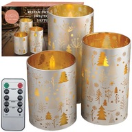 3 GYERTYA DÍSZGYERTYA LED DEKORATÍV KARÁCSONYI + TÁVIRÁNYÍTÓ