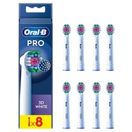 8 x BRAUN ORAL B PRO 3D WHITE KOŃCÓWKI WYBIELAJĄCE