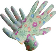 Záhradné rukavice kvety potiahnuté polyuretánom Pu flower 9/L