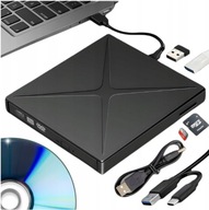 Zewnętrzny Przenośny Napęd Nagrywarka Odtwarzacz DVD CD RW USB-C USB 3.0 SD