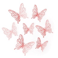 12 Prelamovaných motýľov Rose Gold - Elegancia v detaile, Unikátne 3D samolepky