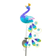 Dažďomer so svetlom, solárne napájaný dekor Peacock Garden Stakes