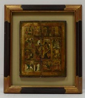 XVII-XVIIIw Stara Ikona Życie Maryi Dziewicy i Jezusa 80x70cm