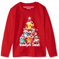 Tričko Vianočná blúzka s dlhým rukávom Pokémon Pikachu Bavlna Premium