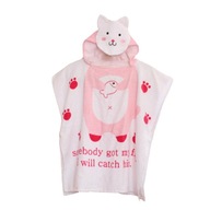 Szlafrok dziecięcy Śliczny szlafrok z kapturem, różowy kot