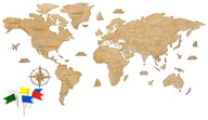 Drewniana Mapa Świata Dekoracja na ścianę 120cm