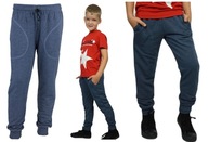 Spodnie dresowe CIEPŁE ocieplane meszkiem 134 jeansowe