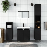 vidaXL Sada 3 kúpeľňových skriniek, čierna, materiál na báze dreva, 31877