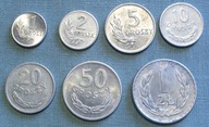 1949 - komplet monet AL 1 + 2 + 5 + 10 + 20 + 50 groszy + 1 złoty