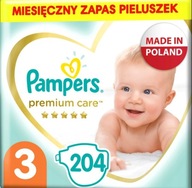 PIELUCHY PAMPERS PREMIUM CARE 3 MEGABOX 204 SZT