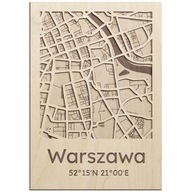Mapa poľských miest VARŠAVA Plán mesta na stenu Nástenná mapa Varšava