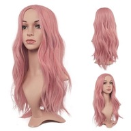 Włosy Peruka Falowana Różowa 55 cm