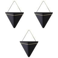 Trojuholníkový nástenný kvetináč Geometric 3ks čierny LMS
