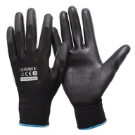 X-PUNO BLACK Pracovné rukavice PU Elastické Odp. na Vlhkosť 9