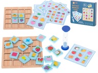 Puzzle drewniane gra planszowa dla dzieci memory owoce i kształty
