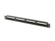 Patch panel 19'' 24 porty, kat.5e, U/UTP, 1U,)