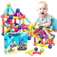VEĽKÉ MAGNETICKÉ STAVEBNÉ KOCKY VZDELÁVACIE STICKS TYČINKY XXL 120 EL