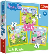 TREFL Świnka Peppa Puzzle 3w1 wesoły dzień Peppy