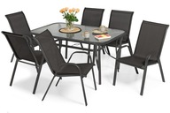 Zestaw mebli ogrodowych 6-osobowy stół i krzesła na taras LARA kolor czarny