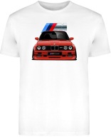 T-SHIRT MĘSKI MOTORYZACYJNA BMW M3 E30 M POWER KOSZULKA BIAŁA R-3XL A98