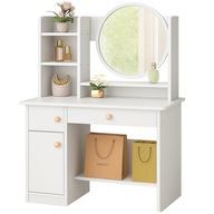 FÉSÜLKÖDŐASZTAL TÜKÖR FIÓKOKKAL FEHÉR SMINK GLAMOUR SKANDINÁV STÍLUS