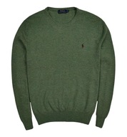 RALPH LAUREN POLO MĘSKI SWETER ZIELONY WEŁNA MERINO ORYGINAŁ IDEAŁ r. XXL