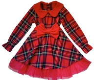 Sukienka w kratę dla dziewczynki świąteczna, na Święta czerwona 92-98