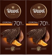 Czekolada Gorzka 70% ze skórką pomarańczy Wawel 100g x2