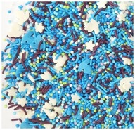 POSYPKA NA TORT CUKROWA URODZINY DEKORACJE WESELE GOŁĘBIE NIEBIESKI MIX 50g