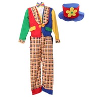 Zabawny kostium klauna miejskiego topy płaszcz i spodnie zestaw kapeluszy przebranie na imprezę z okazji Halloween